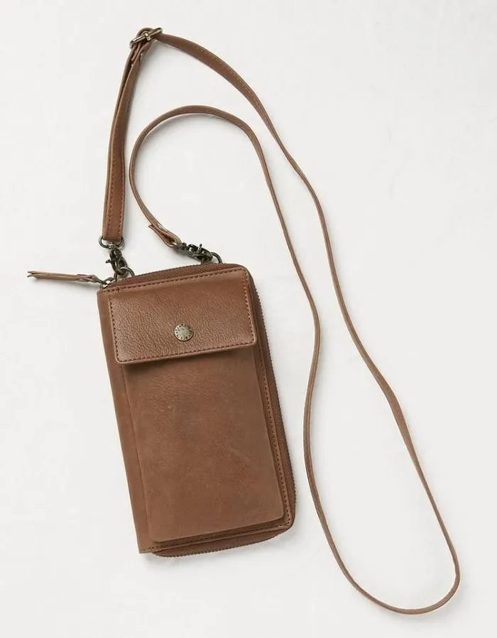 Women FatFace Festival Collection Louisa Purse Phone Bag Tan