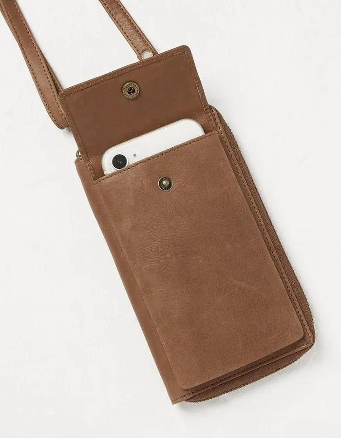 Women FatFace Festival Collection Louisa Purse Phone Bag Tan