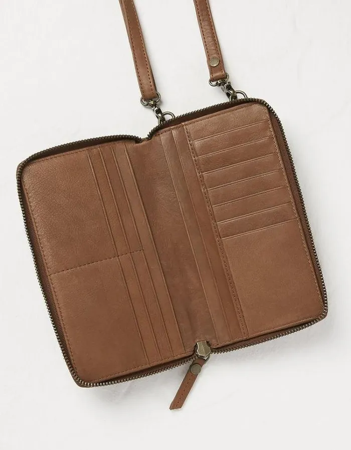 Women FatFace Festival Collection Louisa Purse Phone Bag Tan
