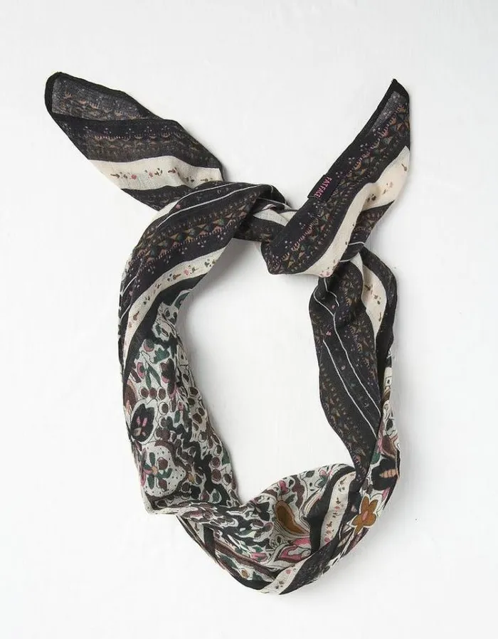 Women FatFace Hair Accessories Paisley Hair Scarf Black