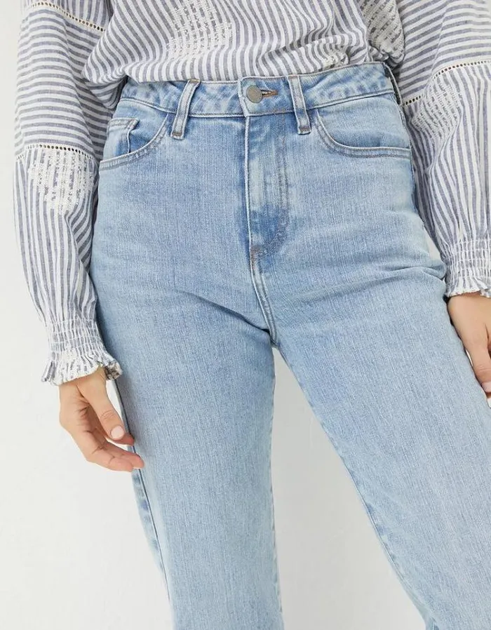 Women FatFace Jeans and Dungarees Elise Wide Leg Jeans Light Denim Blue