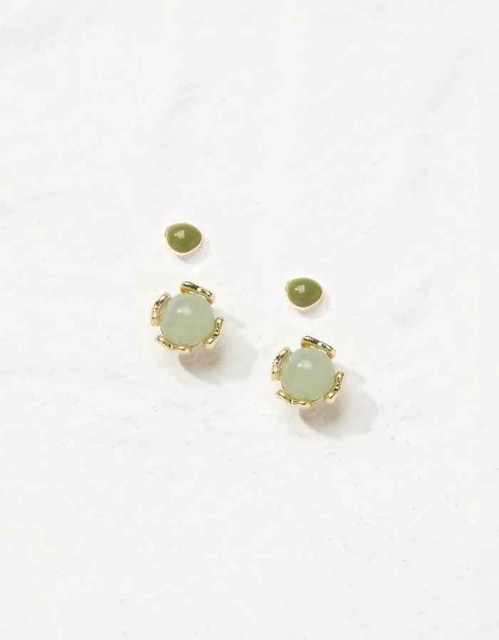 Women FatFace Jewelry 2 Pack Enamel Studs Green