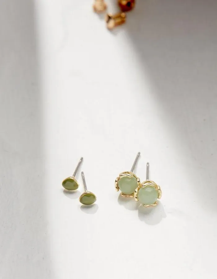 Women FatFace Jewelry 2 Pack Enamel Studs Green