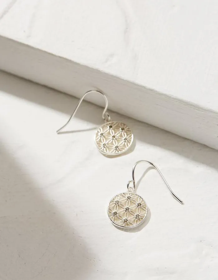 Women FatFace Jewelry Filagree Drop Earrings Silver