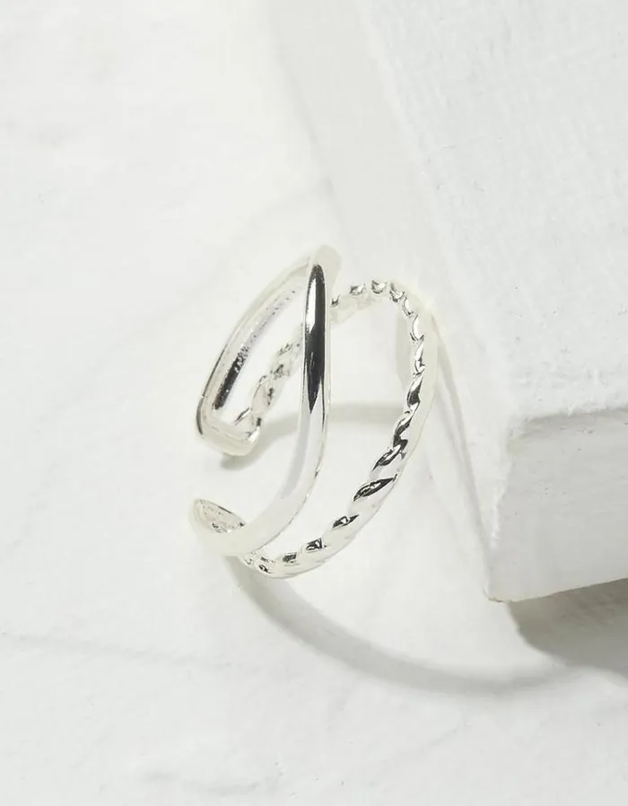 Women FatFace Jewelry Stacked Ring Silver