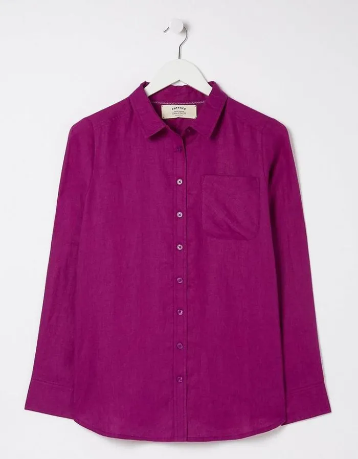 Women FatFace Linen Edit Olivia Linen Shirt Plum