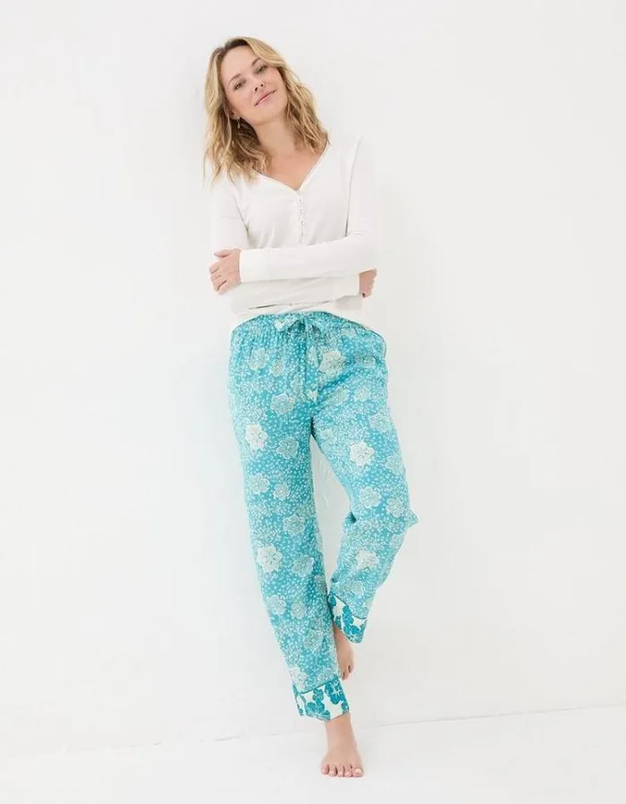 Women FatFace Nightwear and Pajamas Eva Spaced Floral Lounge Pants Teal Blue