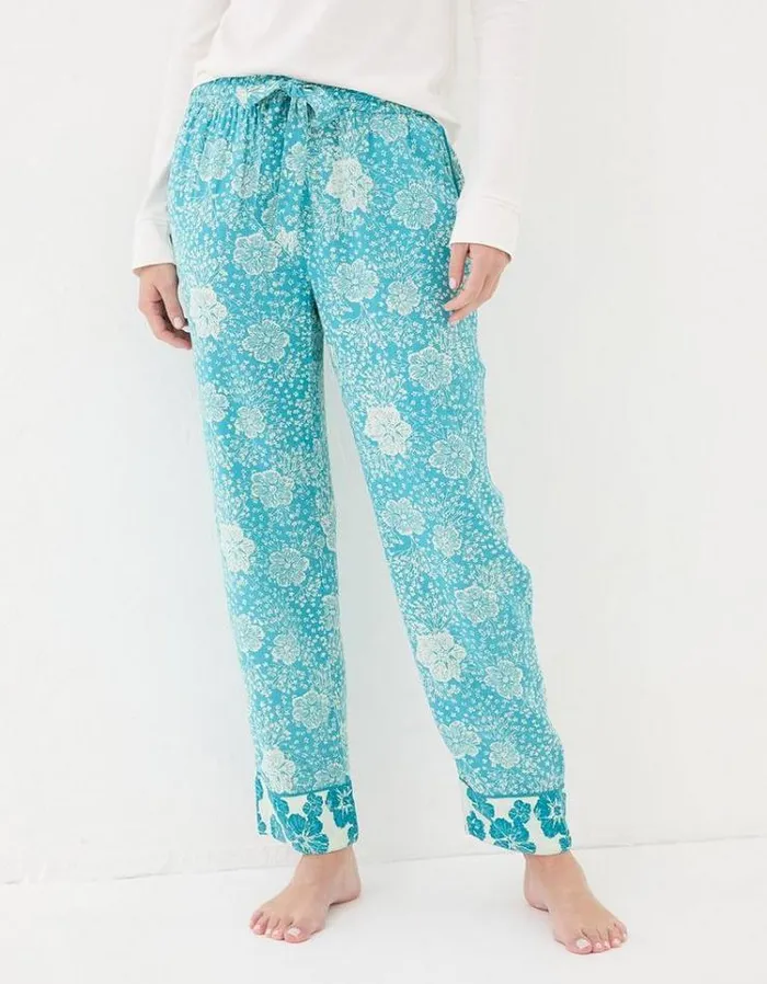 Women FatFace Nightwear and Pajamas Eva Spaced Floral Lounge Pants Teal Blue