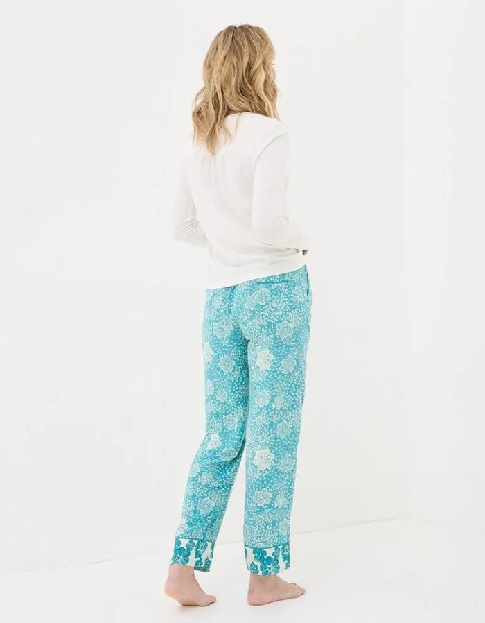 Women FatFace Nightwear and Pajamas Eva Spaced Floral Lounge Pants Teal Blue