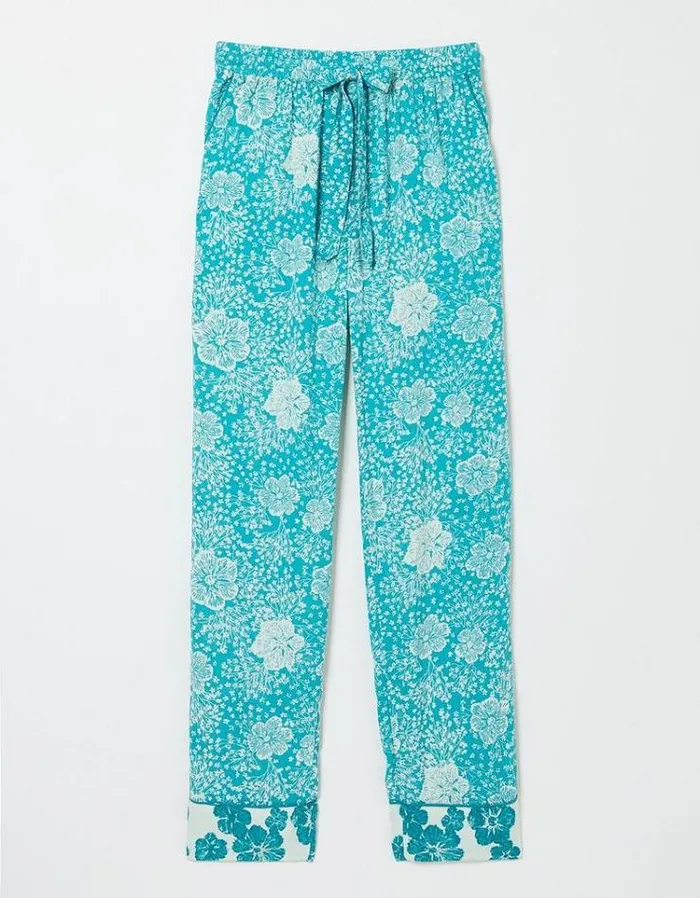 Women FatFace Nightwear and Pajamas Eva Spaced Floral Lounge Pants Teal Blue