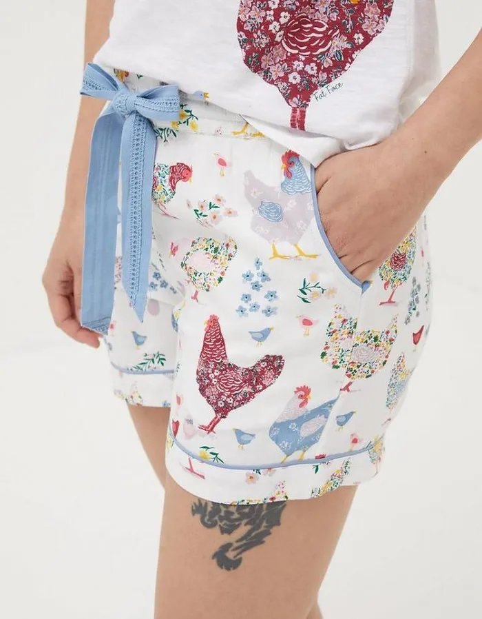 Women FatFace Nightwear and Pajamas Hetti Hen Shorts Ivory