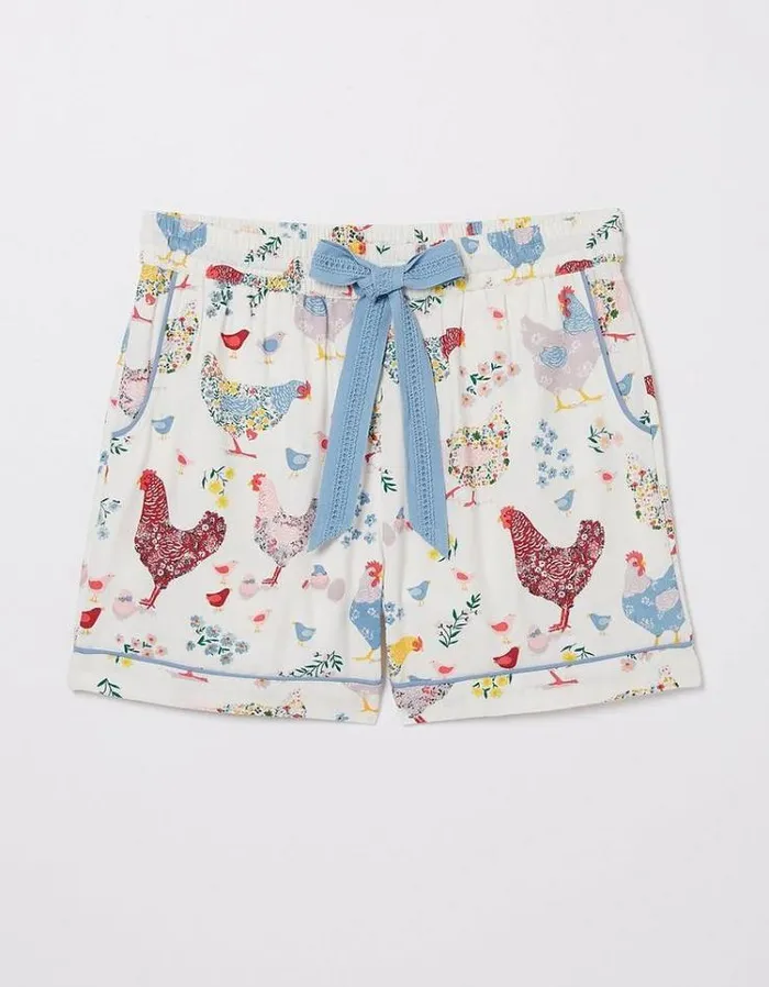 Women FatFace Nightwear and Pajamas Hetti Hen Shorts Ivory
