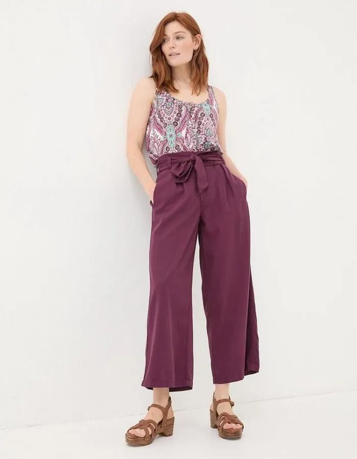 Women FatFace Pants and Leggings Mina Crop Pants Plum