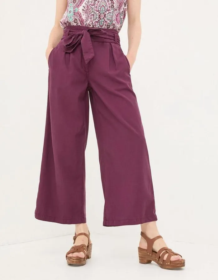 Women FatFace Pants and Leggings Mina Crop Pants Plum