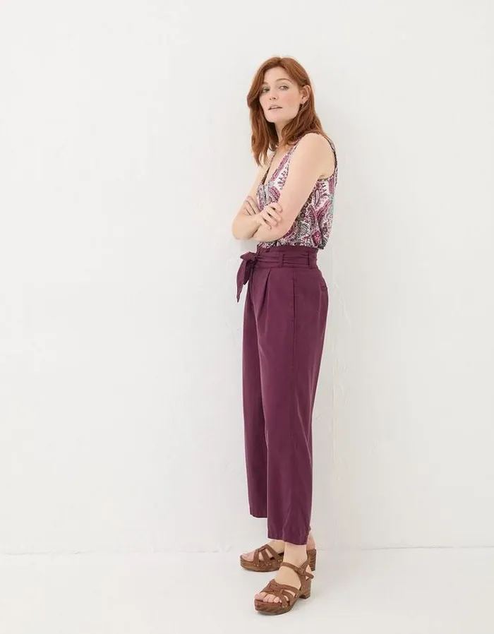 Women FatFace Pants and Leggings Mina Crop Pants Plum