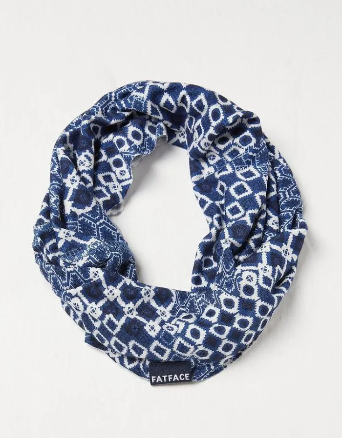 Women FatFace Scarves Patchwork Geo Multi Snood Navy