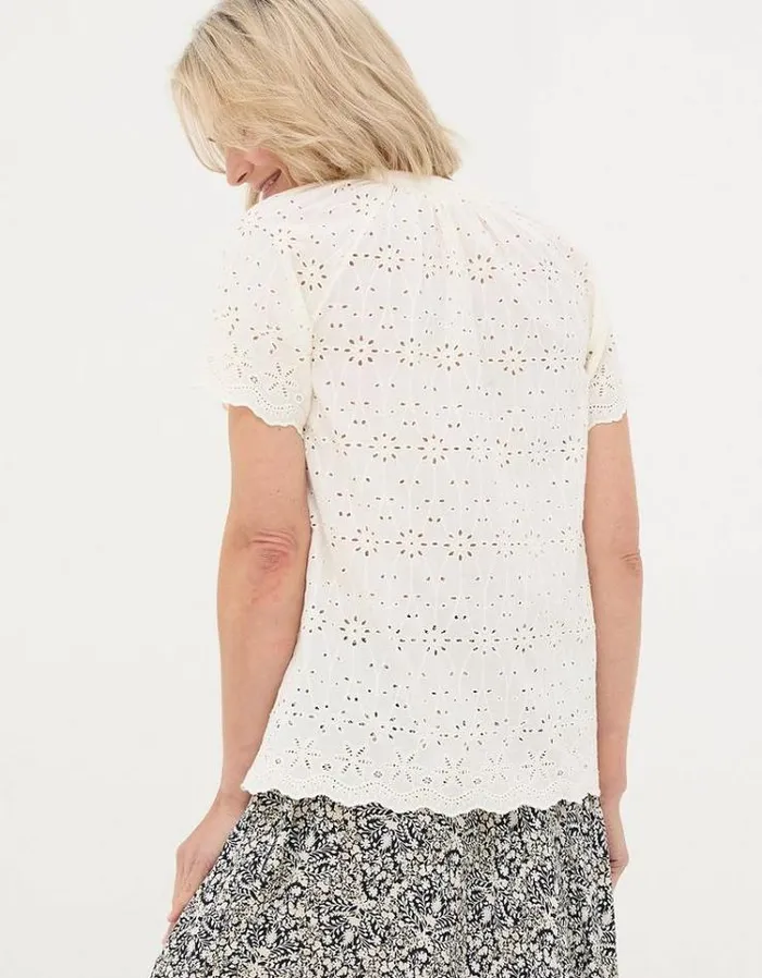 Women FatFace Shirts and Blouses Willow Broderie Blouse White