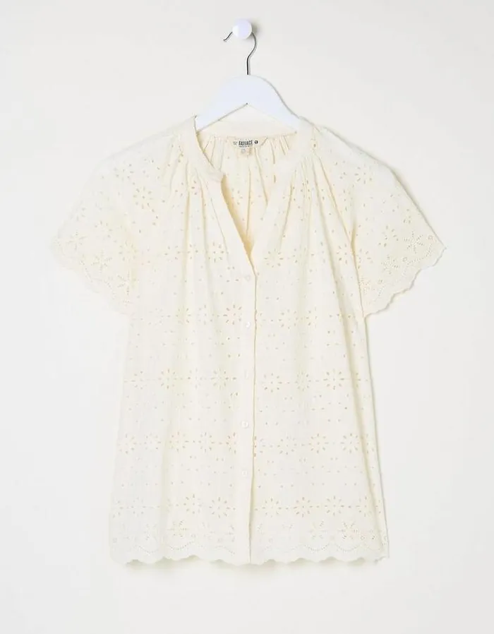 Women FatFace Shirts and Blouses Willow Broderie Blouse White