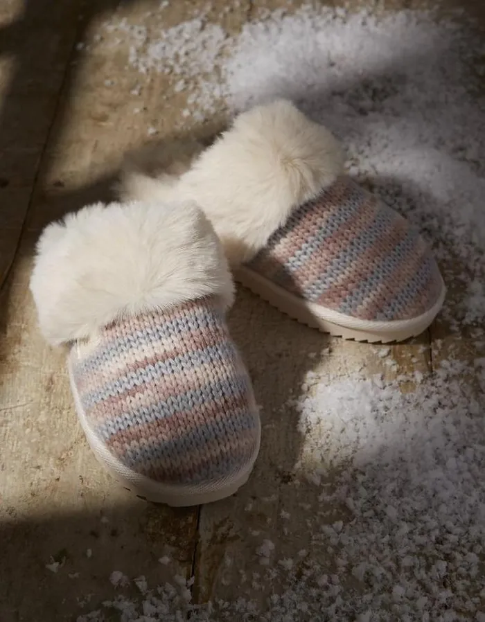Women FatFace Slippers Kaia Knitted Mule Slippers Ivory