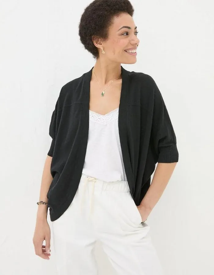 Women FatFace Sweaters and Cardigans Iris Cocoon Edge Cardigan Black