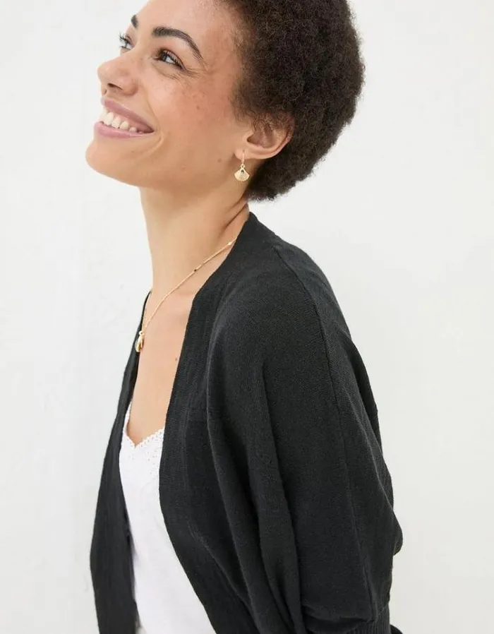 Women FatFace Sweaters and Cardigans Iris Cocoon Edge Cardigan Black
