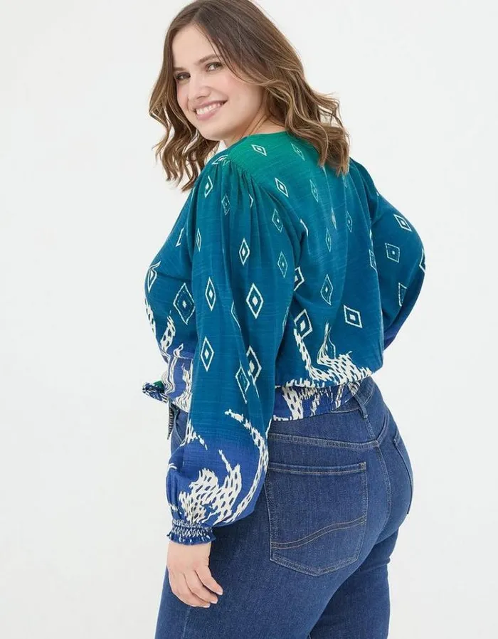 Women FatFace The Coord Collection Margot Ombre Leaves Blouse Navy