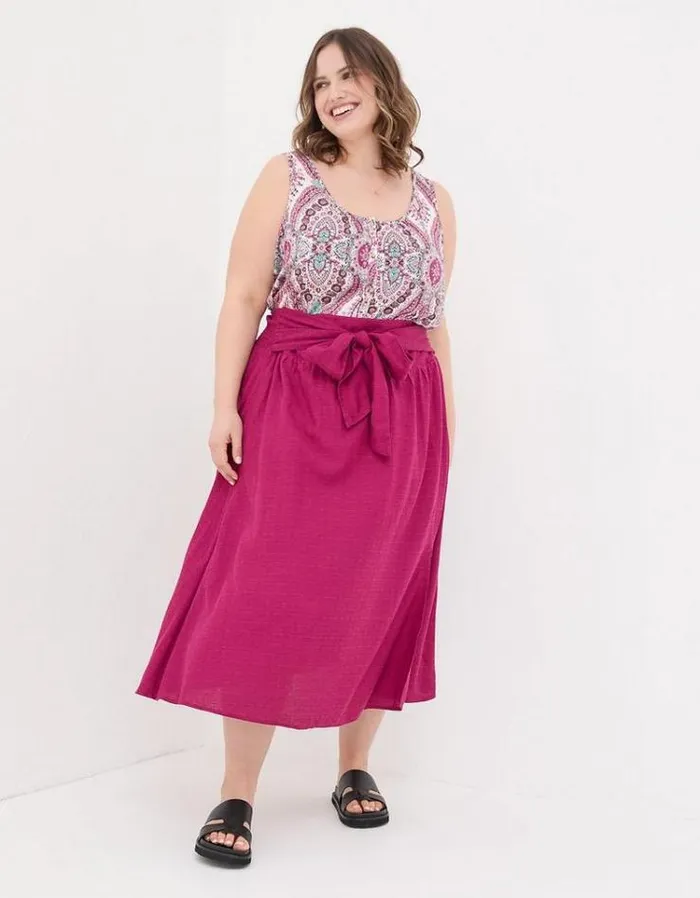 Women FatFace The Coord Collection Sascha Midi Skirt Plum
