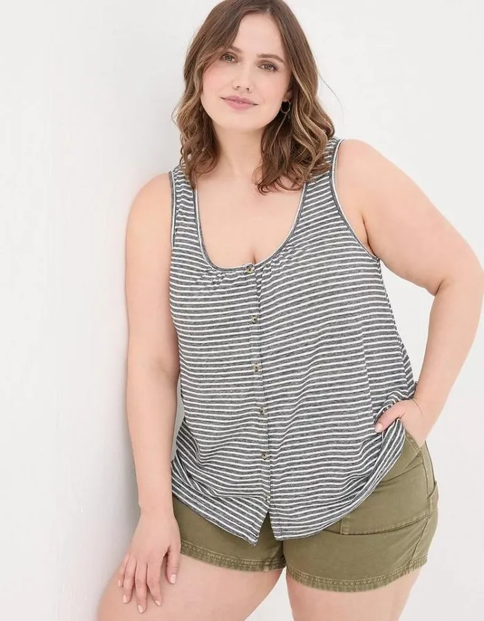 Women FatFace Tops and TShirts Flora Cotton Linen Stripe Vest Black