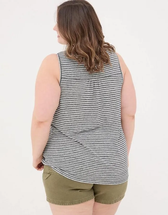 Women FatFace Tops and TShirts Flora Cotton Linen Stripe Vest Black