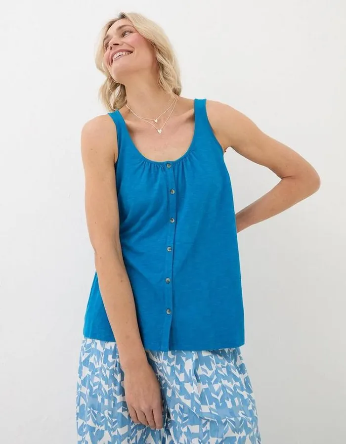 Women FatFace Tops and TShirts Flora Vest Teal Blue