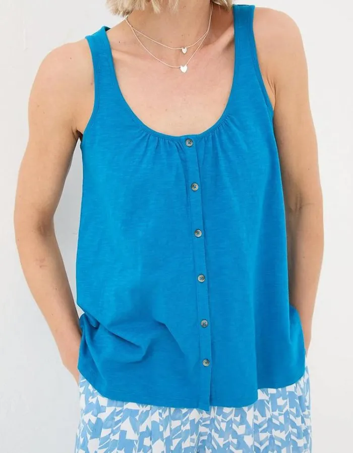 Women FatFace Tops and TShirts Flora Vest Teal Blue