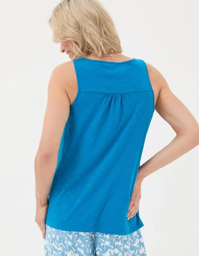 Women FatFace Tops and TShirts Flora Vest Teal Blue