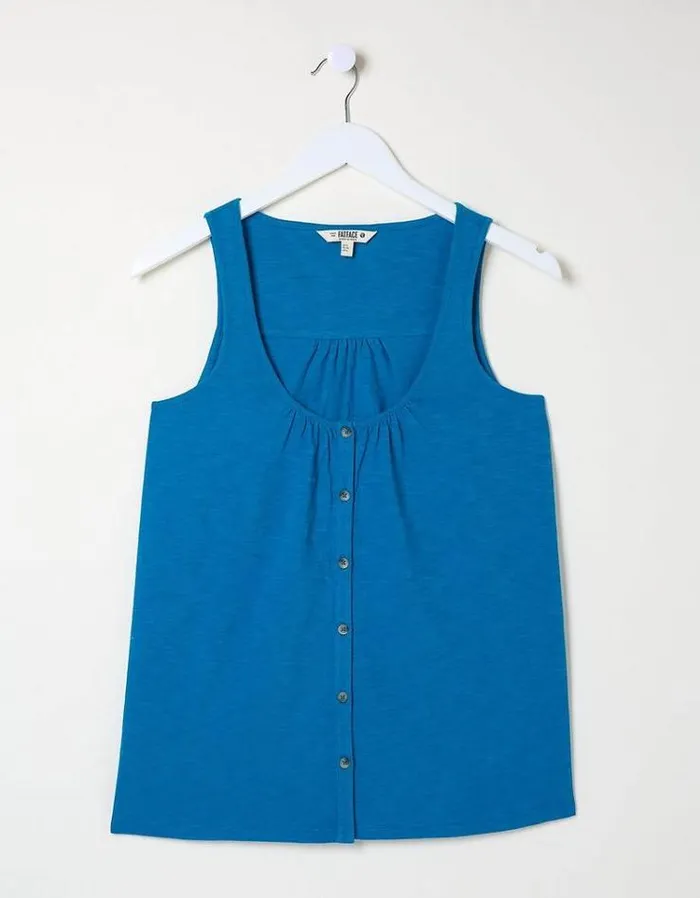 Women FatFace Tops and TShirts Flora Vest Teal Blue