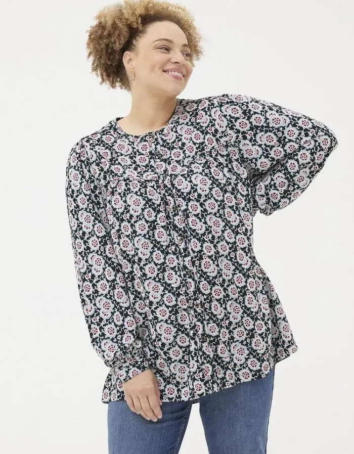 Women FatFace Tops and TShirts Jodie Wild Floral Tunic Black