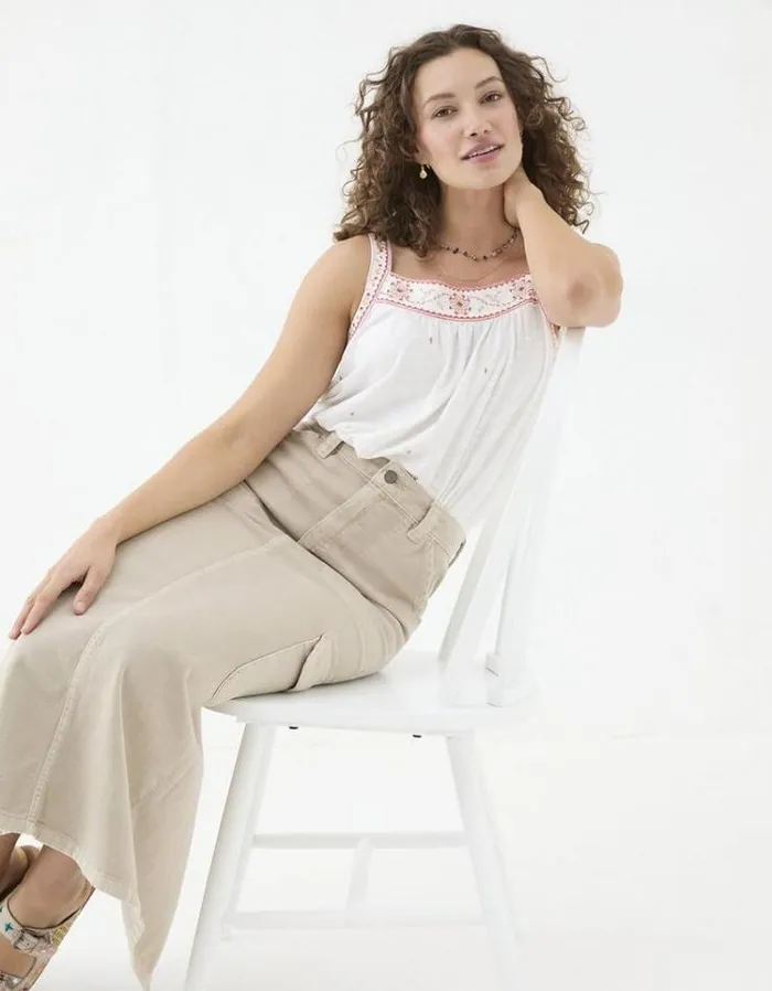 Women FatFace Tops and TShirts Maeve Embroidered Cami Ivory