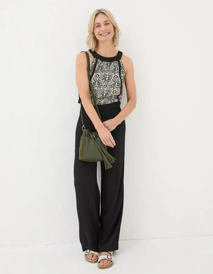 Women FatFace Tops and TShirts Nancy Inlay Floral Camisole Black