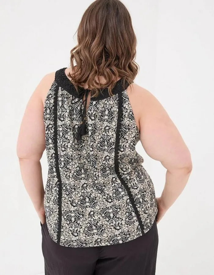 Women FatFace Tops and TShirts Nancy Inlay Floral Camisole Black