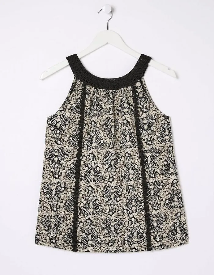 Women FatFace Tops and TShirts Nancy Inlay Floral Camisole Black