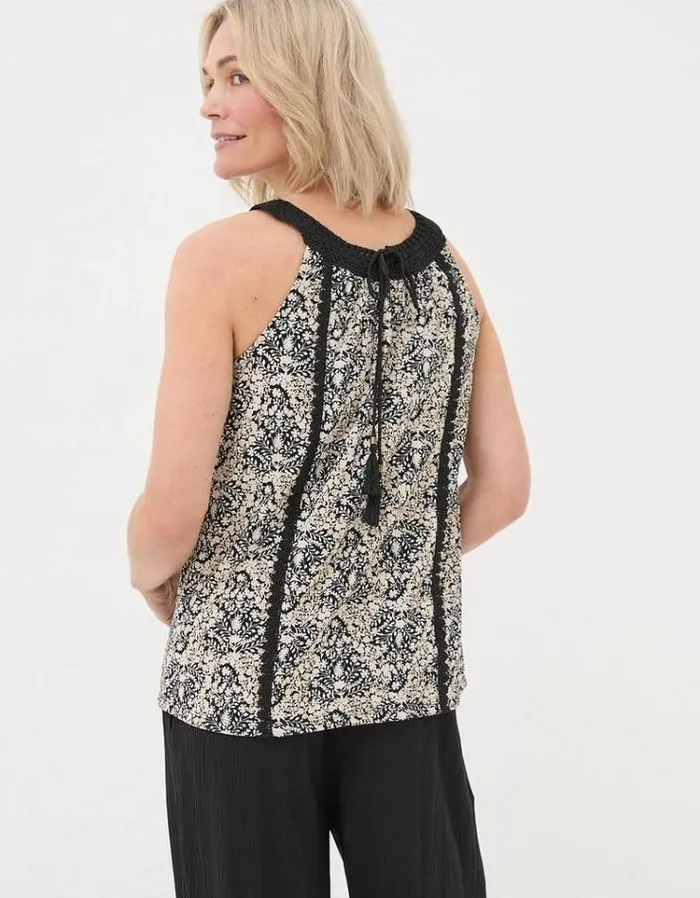 Women FatFace Tops and TShirts Nancy Inlay Floral Camisole Black