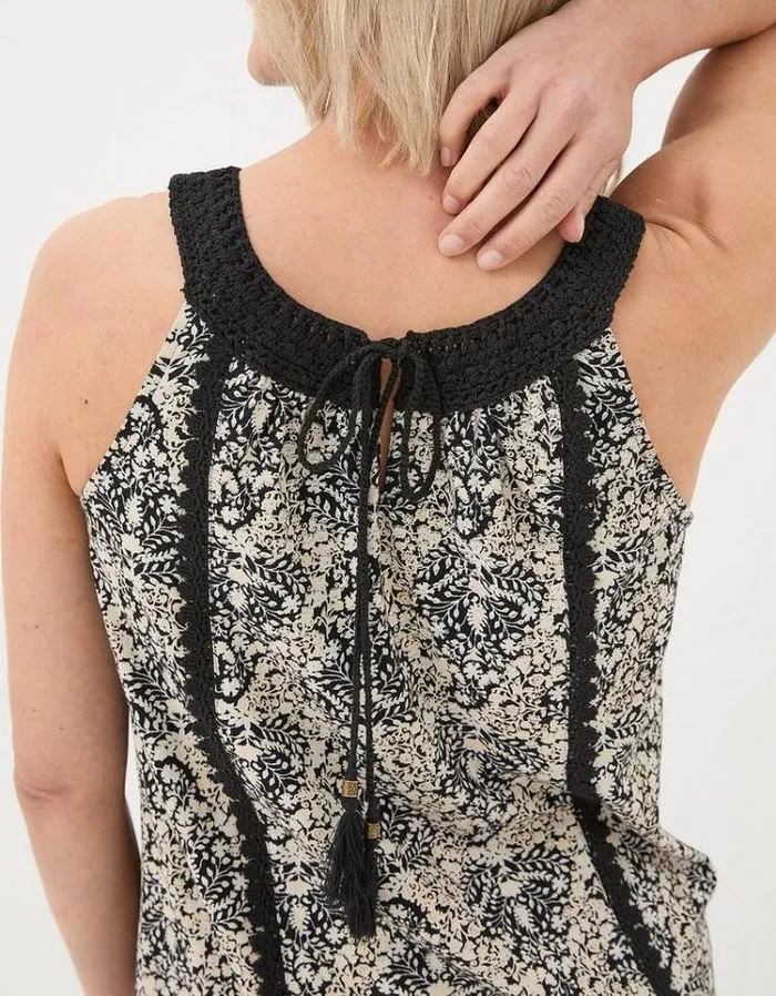 Women FatFace Tops and TShirts Nancy Inlay Floral Camisole Black