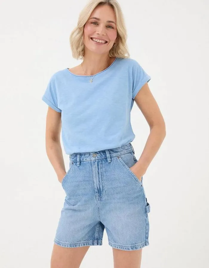Women FatFace Tops and TShirts Organic Cotton Ivy TShirt Chambray Blue