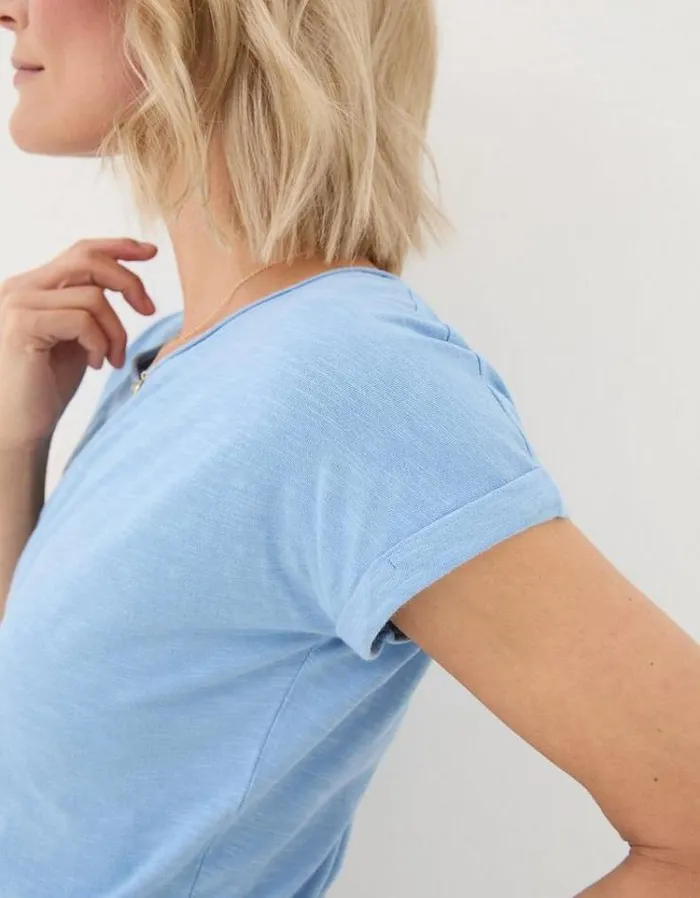 Women FatFace Tops and TShirts Organic Cotton Ivy TShirt Chambray Blue