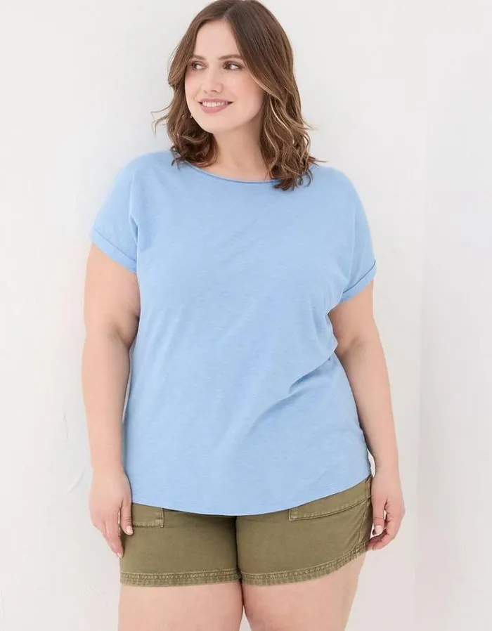 Women FatFace Tops and TShirts Organic Cotton Ivy TShirt Chambray Blue