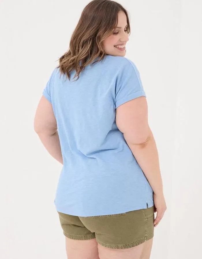 Women FatFace Tops and TShirts Organic Cotton Ivy TShirt Chambray Blue