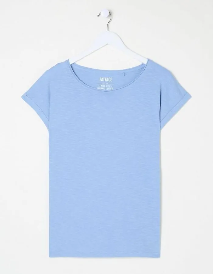Women FatFace Tops and TShirts Organic Cotton Ivy TShirt Chambray Blue