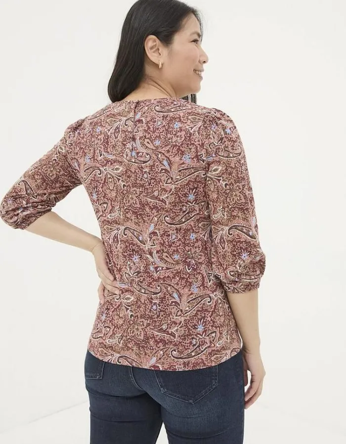 Women FatFace Tops and TShirts Penny Wild Paisley Top Ivory