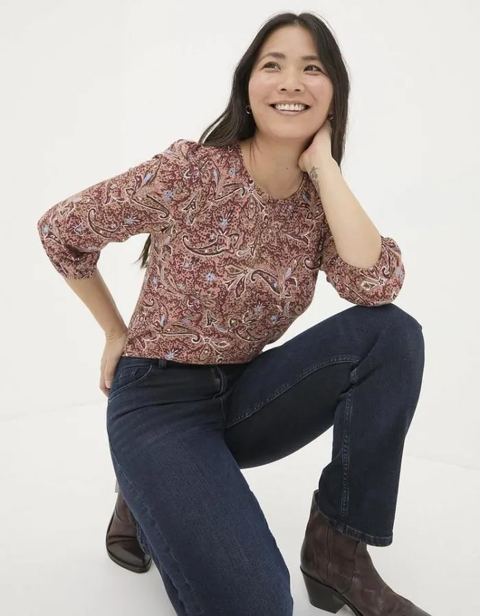 Women FatFace Tops and TShirts Penny Wild Paisley Top Ivory