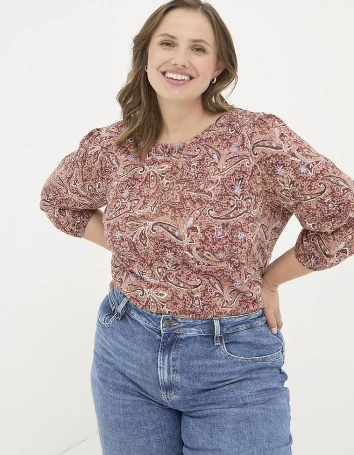 Women FatFace Tops and TShirts Penny Wild Paisley Top Ivory