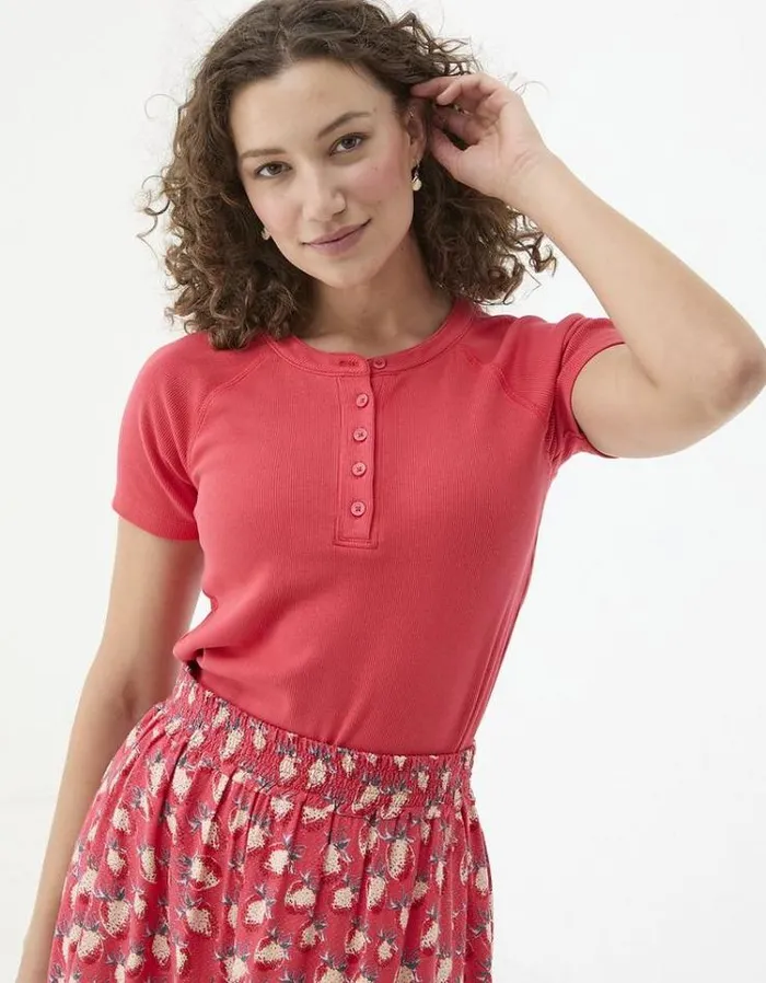Women FatFace Tops and TShirts Rosa Rib TShirt Tomato Red