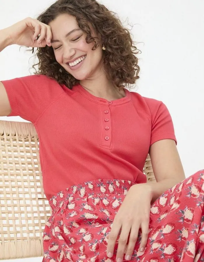 Women FatFace Tops and TShirts Rosa Rib TShirt Tomato Red
